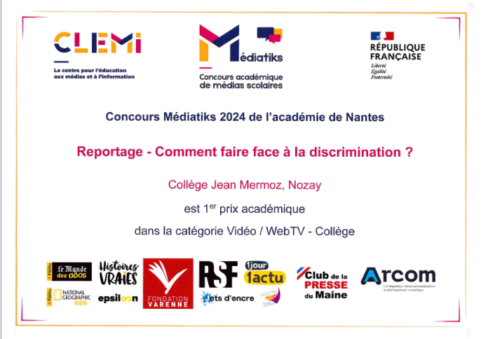 1er prix Prix Mediatiks académique pour la classe média