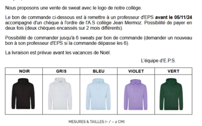 AS: vente de sweat avec le logo de notre collège